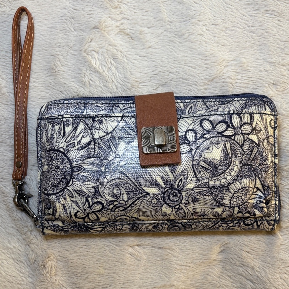 Sakroots Black and Brown Floral Wallet